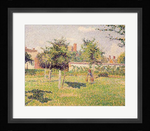 Framed Woman in the Meadow at Eragny, Spring, 1887 Print