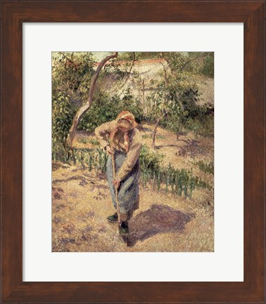 Framed Woman Digging in an Orchard, 1882 Print