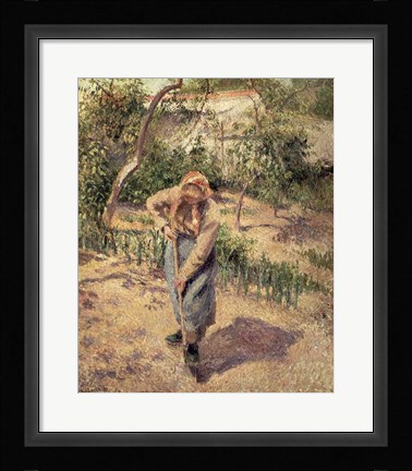 Framed Woman Digging in an Orchard, 1882 Print