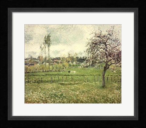 Framed Meadow at Eragny, 1885 Print