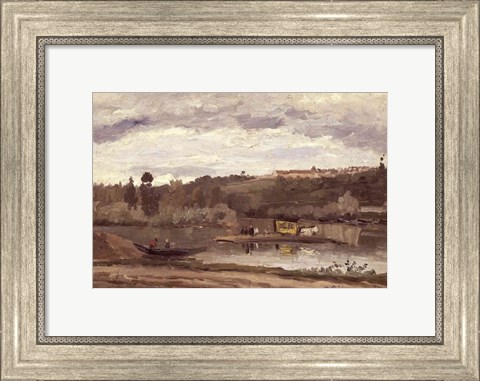 Framed Ferry at Varenne-Saint-Hilaire, 1864 Print