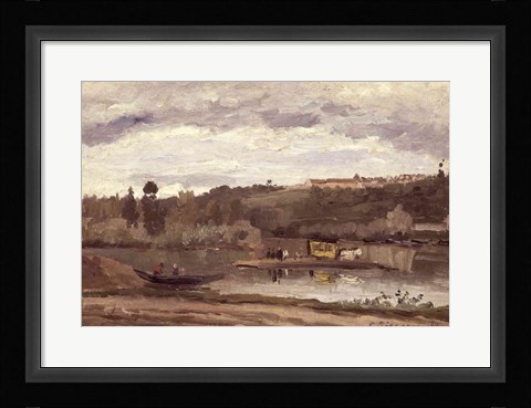 Framed Ferry at Varenne-Saint-Hilaire, 1864 Print