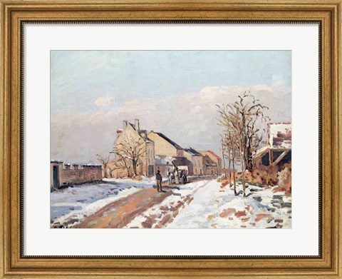 Framed Road from Gisors to Pontoise, Snow Effect, 1872 Print