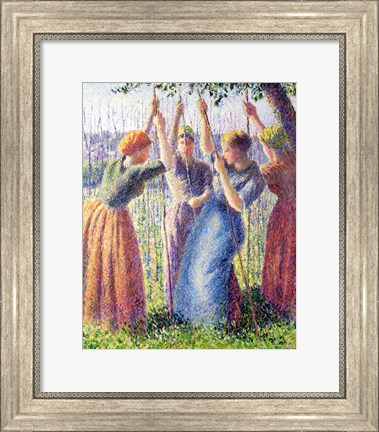 Framed Women Planting Peasticks, 1891 Print
