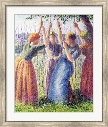 Framed Women Planting Peasticks, 1891 Print