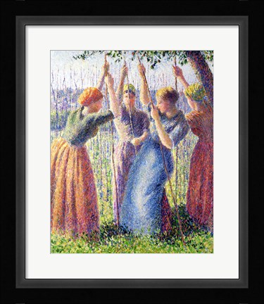Framed Women Planting Peasticks, 1891 Print