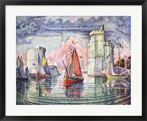 Framed Port at La Rochelle, 1921 Print