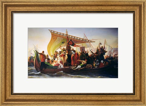 Framed Crossing of the Bosphorus by Godfrey of Bouillon Print
