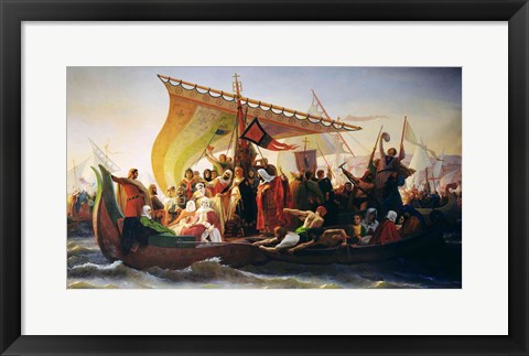 Framed Crossing of the Bosphorus by Godfrey of Bouillon Print