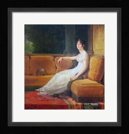 Framed Empress Josephine - yellow couch Print