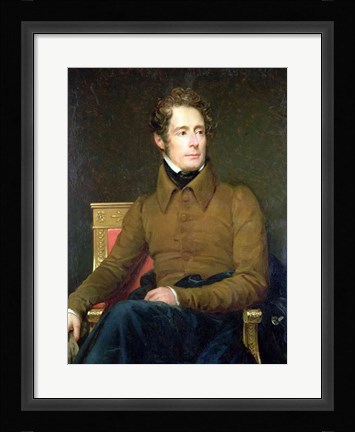 Framed Portrait of Alphonse de Lamartine Print