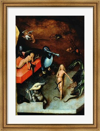 Framed Last Judgement (Altarpiece): Detail of Musical Instruments Print