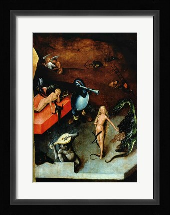 Framed Last Judgement (Altarpiece): Detail of Musical Instruments Print