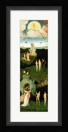 Framed Haywain: left wing of the triptych depicting the Garden of Eden, c.1500 Print