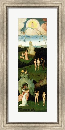 Framed Haywain: left wing of the triptych depicting the Garden of Eden, c.1500 Print