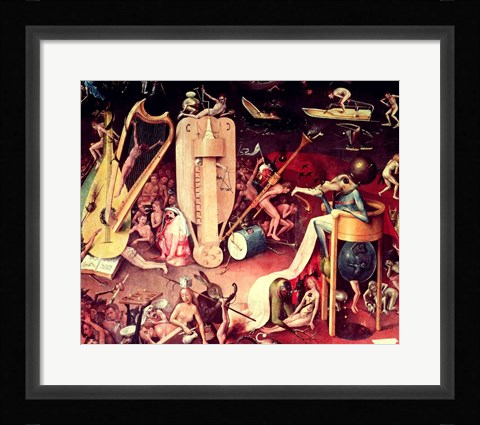 Framed Garden of Earthly Delights: Hell, detail from the right wing of the triptych, c.1500 - detail Print