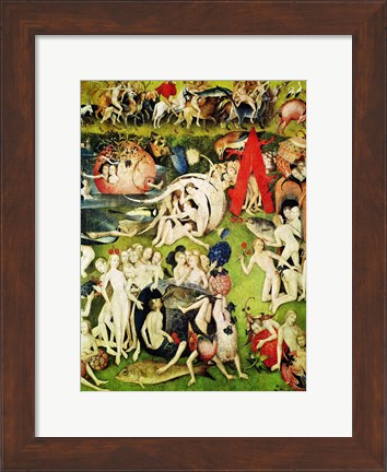 Framed Garden of Earthly Delights: Allegory of Luxury (vertical center panel detail) Print