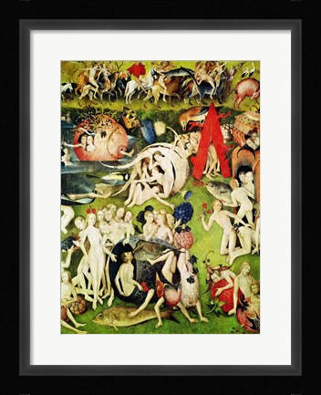 Framed Garden of Earthly Delights: Allegory of Luxury (vertical center panel detail) Print