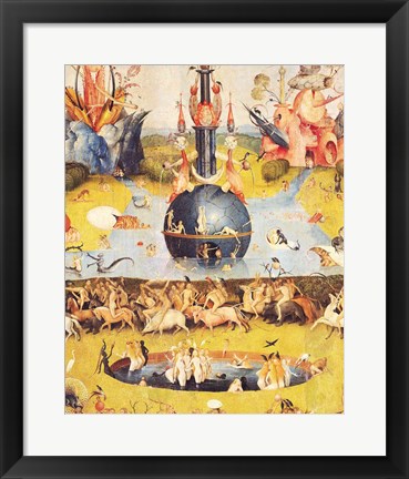 Framed Garden of Earthly Delights: Allegory of Luxury (yellow center panel detail) Print