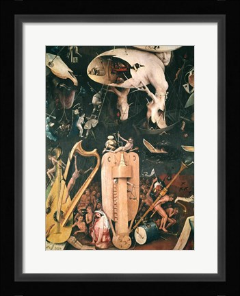 Framed Garden of Earthly Delights: Hell, detail from the right wing of the triptych, c.1500 Print