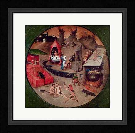 Framed Tabletop of the Seven Deadly Sins and the Four Last Things, detail of Hell, c.1480 Print