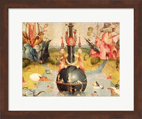 Framed Garden of Earthly Delights: Allegory of Luxury (yellow horizontal center panel detail) Print
