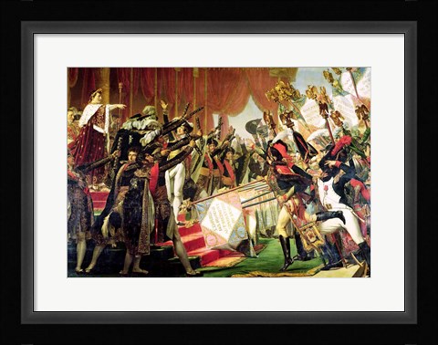 Framed Distribution of the Eagle Standards, 5th December 1804, detail of the standard bearers Print