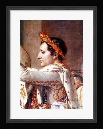 Framed Consecration of the Emperor Napoleon and the Coronation of the Empress Josephine, detail of Napoleon Print