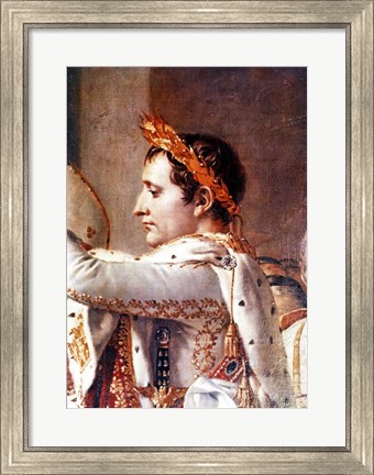 Framed Consecration of the Emperor Napoleon and the Coronation of the Empress Josephine, detail of Napoleon Print