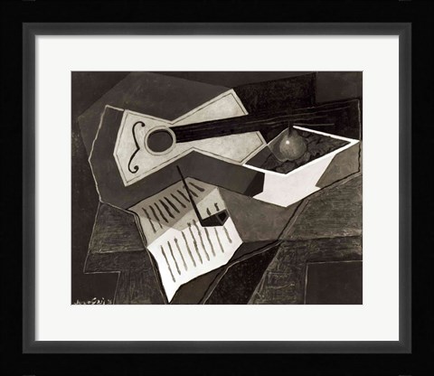 Framed Guitar and Fruit bowl, 1926 Print
