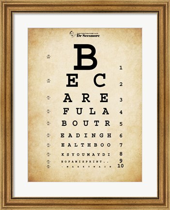 Framed Mark Twain Eye Chart Print