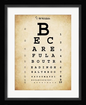 Framed Mark Twain Eye Chart Print