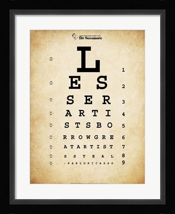 Framed Picasso Eye Chart Print