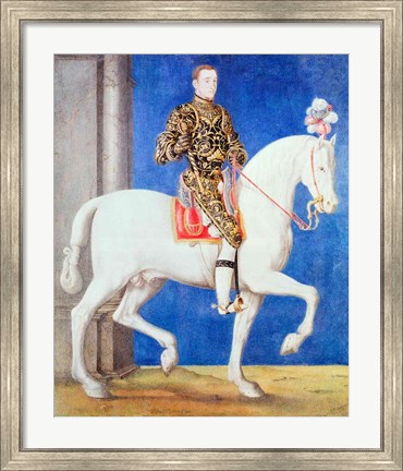 Framed Equestrian Portrait Presumed to be Dauphin Henri II Print