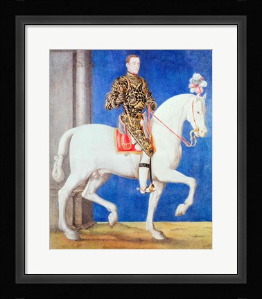 Framed Equestrian Portrait Presumed to be Dauphin Henri II Print