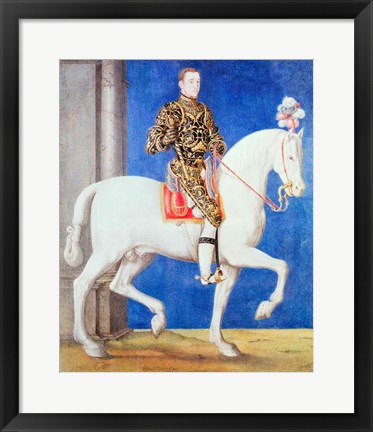 Framed Equestrian Portrait Presumed to be Dauphin Henri II Print