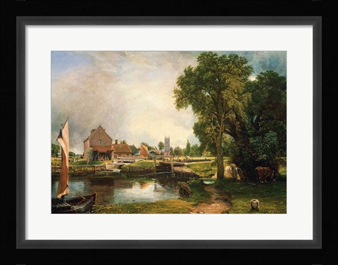 Framed Dedham Lock and Mill, 1820 Print