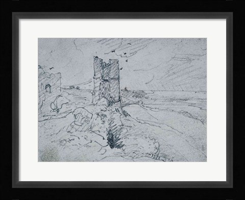 Framed Cottages on a High Bank, 1834 Print