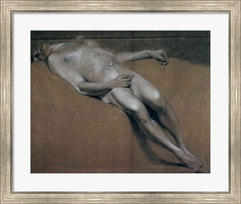 Framed Study of a recumbent male nude Print