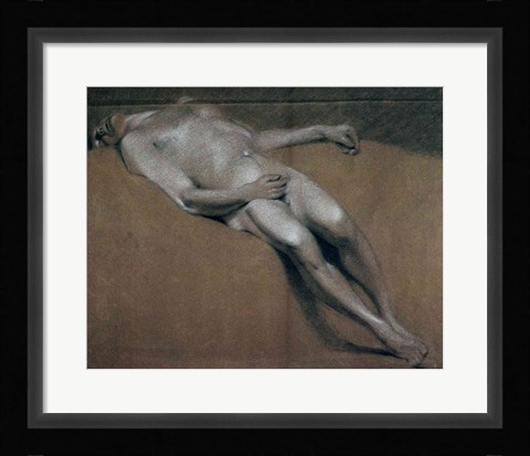 Framed Study of a recumbent male nude Print