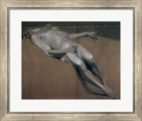 Framed Study of a recumbent male nude Print