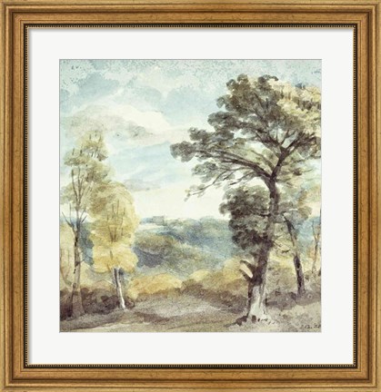 Framed Landscape with Trees and a Distant Mansion Print