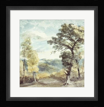 Framed Landscape with Trees and a Distant Mansion Print