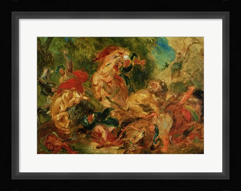 Framed Study for The Lion Hunt, 1854 Print