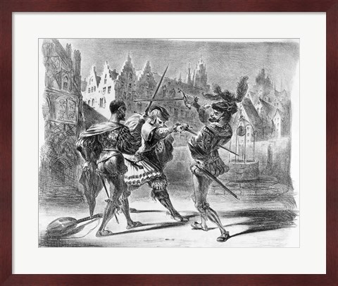 Framed Duel between Faust and Valentine, from Goethe&#39;s Faust Print