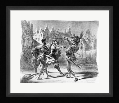 Framed Duel between Faust and Valentine, from Goethe's Faust Print