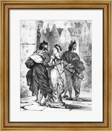 Framed Faust meeting Marguerite, from Goethe&#39;s Faust Print