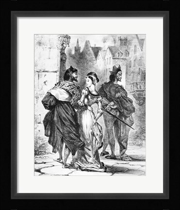Framed Faust meeting Marguerite, from Goethe's Faust Print