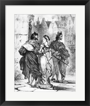 Framed Faust meeting Marguerite, from Goethe&#39;s Faust Print