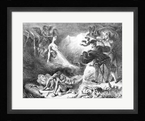 Framed Faust and Mephistopheles at the Witches' Sabbath, from Goethe's Faust, 1828 Print